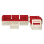 Salon de jardin meuble d'extérieur ensemble de mobilier palette 6 pièces avec coussins épicéa imprégné 02_0018445