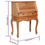 Bureau table poste de travail meuble d'ordinateur informatique étude secrétaire 78 x 42 x 103 cm bois d'acajou massif brun 02_0023934