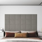 vidaXL Panneaux muraux 12 Pièces Gris clair 30x30 cm Velours 1 08 m²