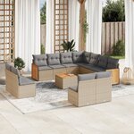 vidaXL Salon de jardin avec coussins 12 Pièces beige résine tressée