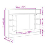 Bureau table poste de travail meuble d'ordinateur informatique étude mural 105 x 48 x 75 cm bois d'ingénierie noir 02_0023880