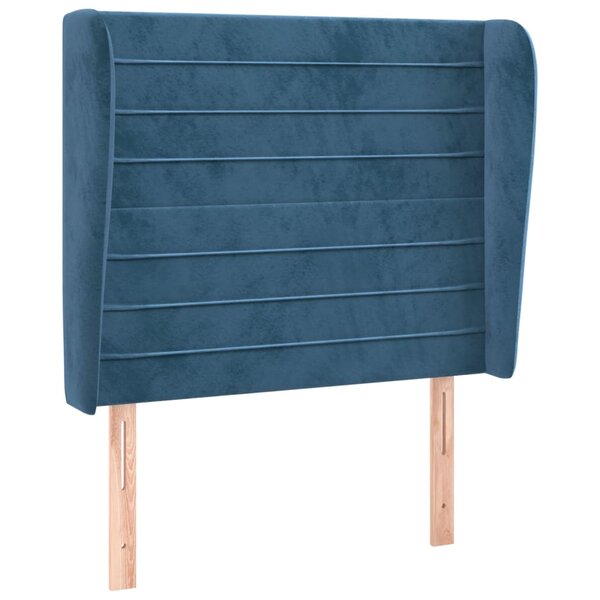 vidaXL Tête de lit avec oreilles Bleu foncé 103x23x118/128 cm Velours