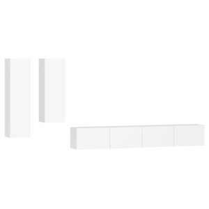 vidaXL Ensemble de meubles TV 4 Pièces Blanc Bois d'ingénierie