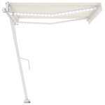 vidaXL Auvent automatique avec capteur de vent et LED 450x300 cm Crème