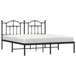 vidaXL Cadre de lit métal sans matelas et tête de lit noir 160x200 cm