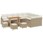 Ensemble de canapé de jardin vidaXL 13 pièces avec coussins beige poly rattan acacia