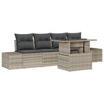 vidaXL Ensemble de canapé de jardin 5 pièces avec coussins gris clair en poly rattan