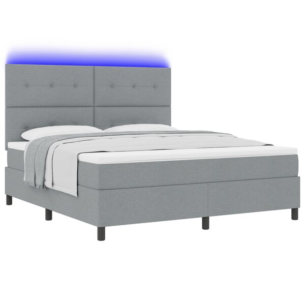 vidaXL Lit à ressorts avec matelas & LED Gris clair 180x200 cm Tissu