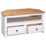 vidaXL Meuble TV d'angle Blanc 93x49x49 cm Pin Assortiment Panama