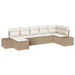 vidaXL Ensemble de 7 pièces de canapé de jardin Beige avec coussins en Rotin