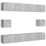 vidaXL Ensemble de meubles TV 6 Pièces Gris béton Bois d'ingénierie