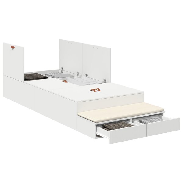 vidaXL Cadre de lit de rangement Blanc 75x190 cm