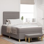 vidaXL Lit à Ressorts avec Matelas & Banc Taupe 120x190 cm Tissu