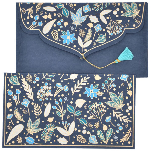 PAPERTREE WINTER Lot de 5 Enveloppes cadeau 19x10cm Bleu