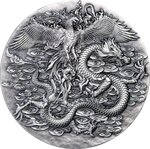 Pièce de monnaie en Argent 1.118 Francs g 55.98 Millésime 2023 DOUBLE DRAGON AND PHOENIX