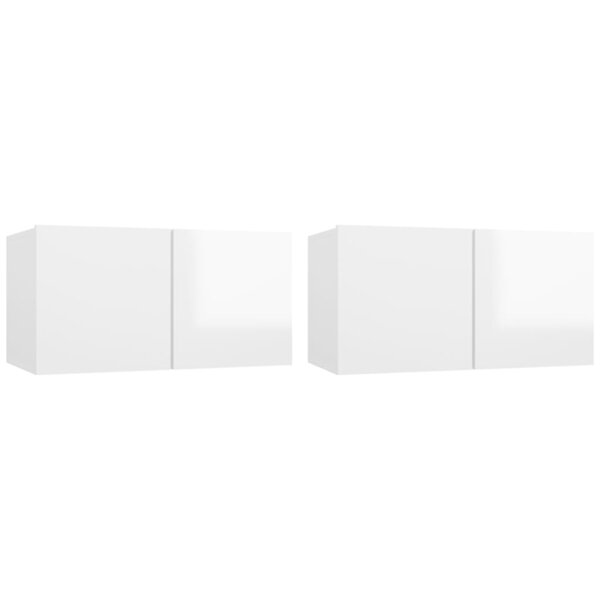 vidaXL Meubles TV suspendus 2 Pièces Blanc brillant 60x30x30 cm