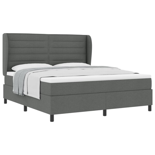 Lit à ressorts vidaXL avec matelas gris foncé 180x200 cm en tissu