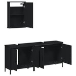 vidaXL Ensemble de meubles salle de bain 3 Pièces noir bois d'ingénierie