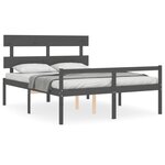 vidaXL Lit pour personne âgée sans matelas gris bois massif