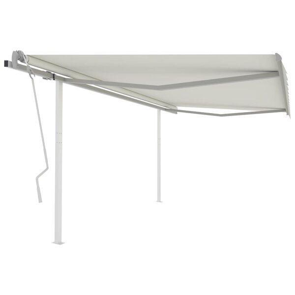 vidaXL Auvent manuel rétractable avec poteaux 4 5x3 m Crème