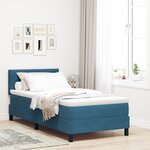 vidaXL Lit à Sommier avec Matelas & LED Bleu Foncé 90x200 cm Velours