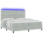 Lit à ressorts vidaXL avec matelas et lumière LED Gris clair 200x200 cm Velours