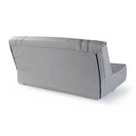 Banquette clic-clac 3 places tissu gris + Coussins déco bleu 193 cm