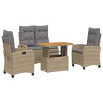 vidaXL Ensemble à manger de jardin coussins 4 Pièces beige résine tressée