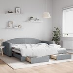 vidaXL Lit de jour avec gigogne et tiroirs sans matelas 100x200 cm