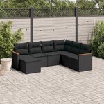 vidaXL Salon de jardin 7 Pièces avec coussins noir résine tressée