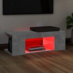 vidaXL Meuble TV avec lumières LED gris béton 90x39x30 cm