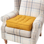 Coussin d'assise rehausseur en coton Jaune moutarde  50 x 50 x 10 cm - HOMESCAPES