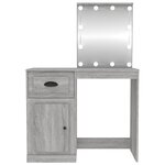 vidaXL Coiffeuse avec LED sonoma gris 90x50x132 5 cm bois d'ingénierie