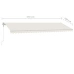 vidaXL Auvent manuel rétractable sur pied 600x350 cm Crème