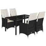 vidaXL Ensemble à manger de jardin coussins 5Pièces Noir Résine tressée