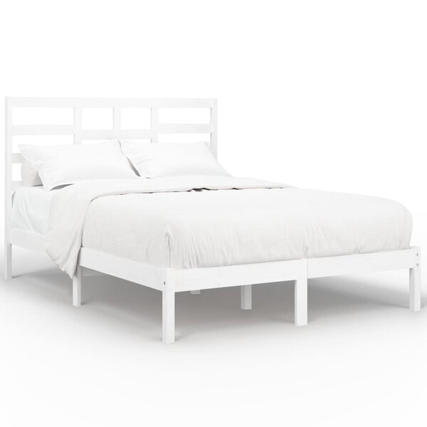 vidaXL Cadre de lit Blanc Bois massif 160x200 cm