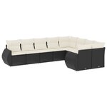 vidaXL Salon de jardin 9 Pièces avec coussins noir résine tressée
