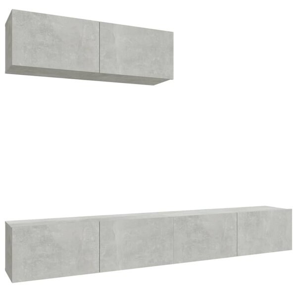 vidaXL Ensemble de meubles TV 3 Pièces Gris béton Bois d'ingénierie