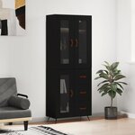 vidaXL Buffet haut Noir 69 5x34x180 cm Bois d'ingénierie