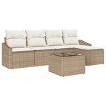 vidaXL Ensemble de canapé de jardin 6 pièces avec coussins en rattan poly brun