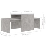 vidaXL Ensemble de table basse Gris béton 100x48x40 cm Bois ingénierie