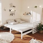vidaXL Lit coulissant blanc bois de pin massif 2x(90x200) cm