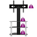 vidaXL Meuble TV d'angle 3 niveaux pour 32-70 pouces noir et argenté