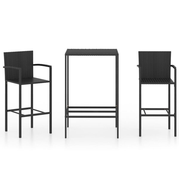 vidaXL Ensemble de bar de jardin 3 Pièces Résine tressée Noir
