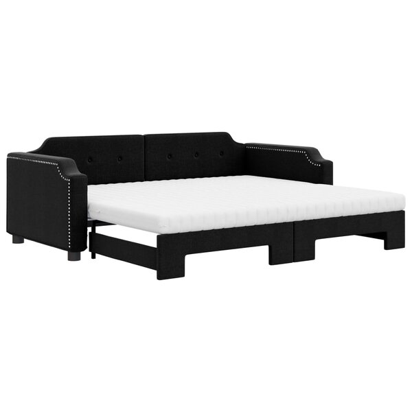 vidaXL Lit de jour avec lit gigogne et matelas noir 80x200 cm tissu