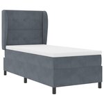 Lit avec sommier tapissier et matelas vidaXL Gris foncé 100x200 cm Velours