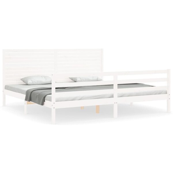 vidaXL Cadre de lit avec tête de lit blanc 200x200 cm bois massif