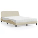 vidaXL Lit avec matelas crème 140x200 cm tissu