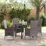 vidaXL Ensemble de dîner de jardin 5 pièces avec coussins en rattan poly gris