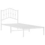 vidaXL Cadre de lit métal sans matelas avec tête de lit blanc 90x190cm